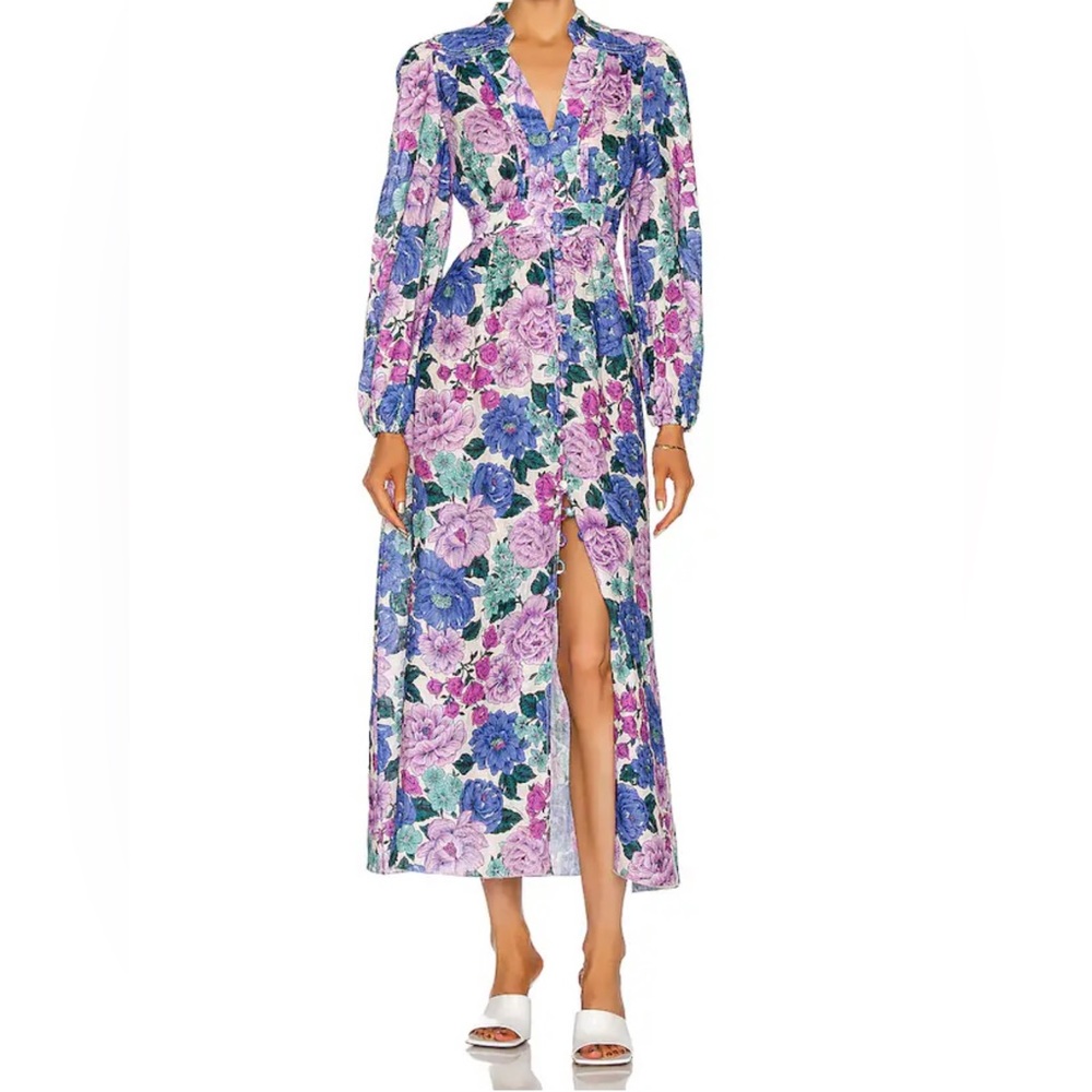 Zimmermann Floral Long Sleeve Dress - Pink and Blue